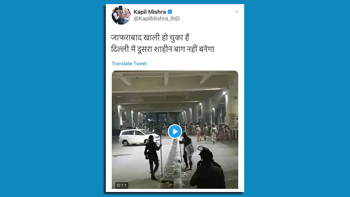 Kapil Mishra's deleted tweet