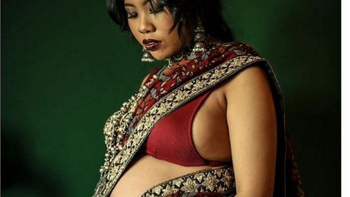 Maternity photo shoot of a model