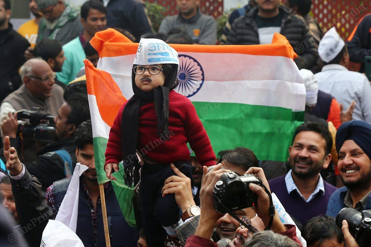 A child dressed up as Delhi CM Arvind Kejriwal | Photo: Suraj Singh Bisht | ThePrint