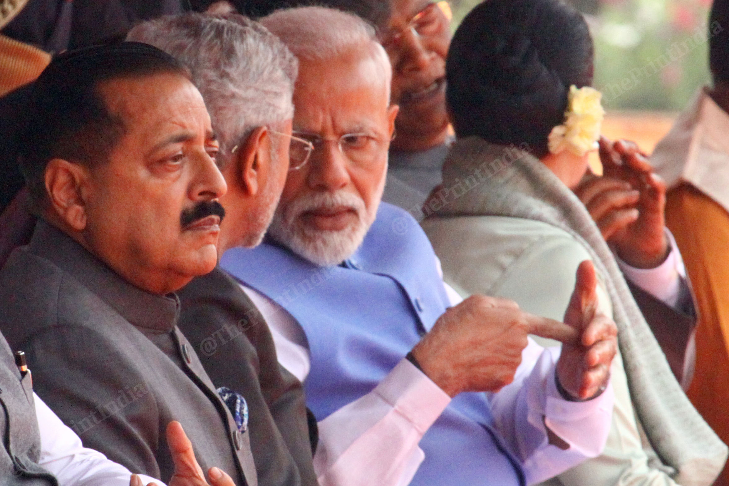 From left to right: MoS Jitendra Singh, External Affairs Minister S. Jaishankar and PM Narendra Modi at Rashtrapati Bhawan | Photo: Praveen Jain | ThePrint 