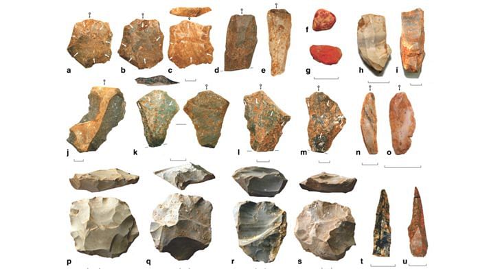 Stone tools discovered at the Dhaba site in Madhya Pradesh | Credits: Clarkson et al., Nature Communications, 2019