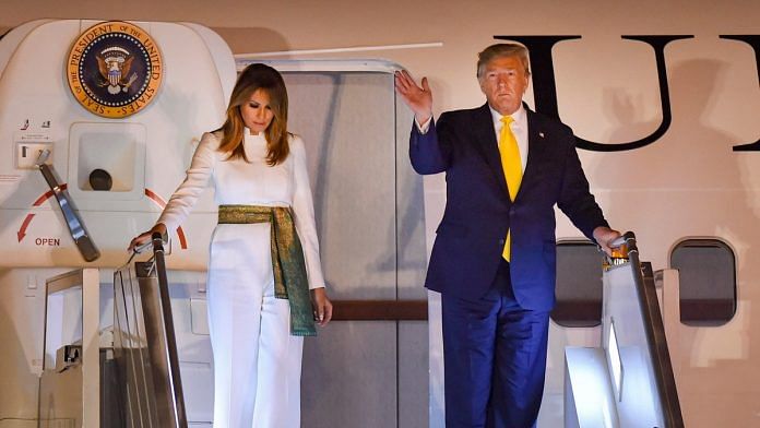 US President Donald Trump and First Lady Melania Trump upon their arrival at the AFS Palam in New Delhi, Monday, Feb. 24, 2020. Trump is on a two-day visit to India. | PTI