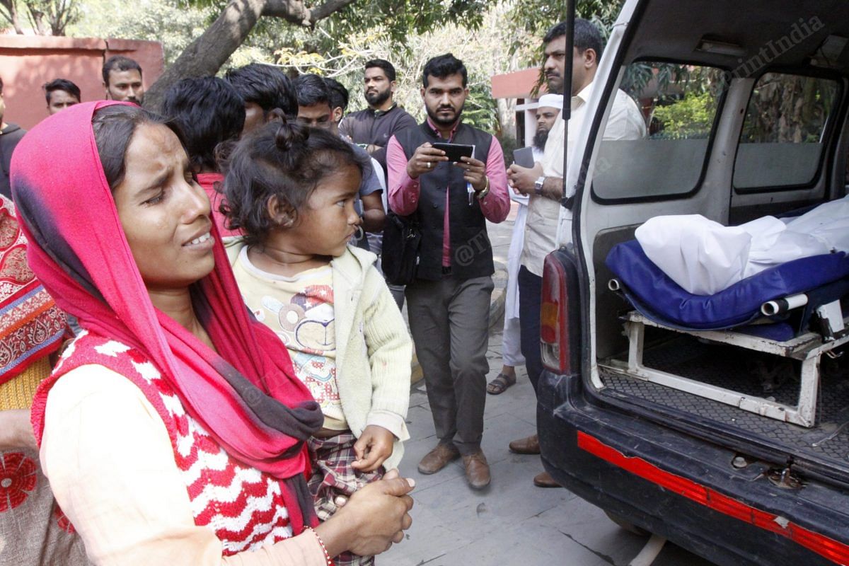 Sunita stands besides the ambulance outside the mortuary | Photo: Praveen Jain | ThePrint