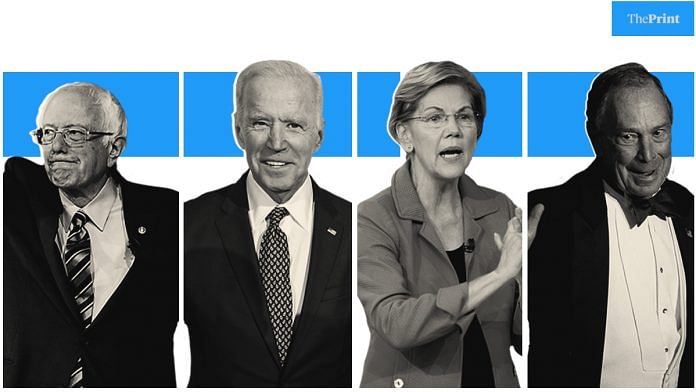 (From left) Democratic presidential candidates Bernie Sanders, Joe Biden, Elizabeth Warren and Michael Bloomberg