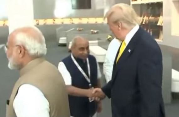 Trump shakes hands with an official before Namaste Trump event | Photo: Screen shot | ThePrint