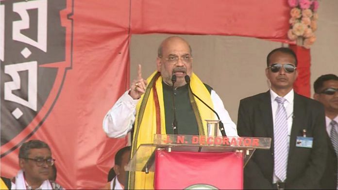 Home Minister Amit Shah addresses a rally in Kolkata Sunday