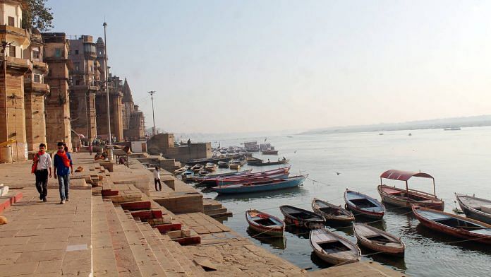 The usually crowded ghats of Varanasi are almost deserted due to the coronavirus outbreak and the need for social distancing | Photo: ANI