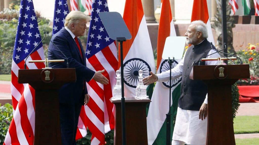 US President Donald Trump and PM Narendra Modi at Hyderabad House | Photo: Praveen Jain | ThePrint
