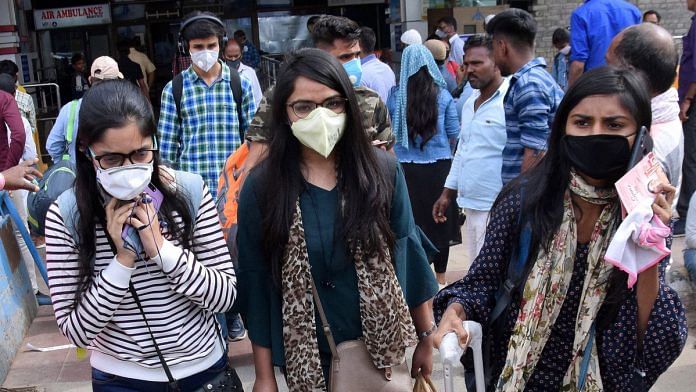 People wearing masks at an airport in Bihar | Representational image | ANI