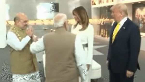 From left to right: Union Minister Amit Shah, PM Modi, Donald Trump and First Lady Melania Trump | Gif: Manas Gurung | ThePrint