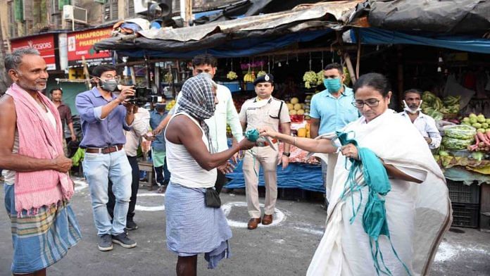 West Bengal CM Mamata Banerjee visits a market in Kolkata Thursday