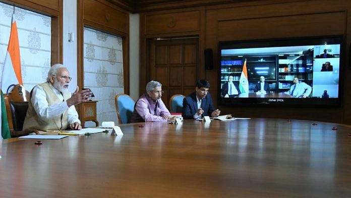 PM Modi holds a video conference with Indian envoys | PIB | Twitter