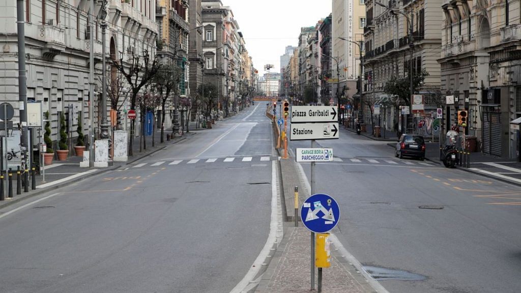 Representational image of a street in Naples that is empty due to the lockdown | ANI via Reuters