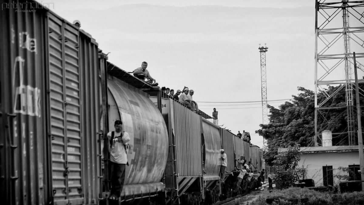 La Bestia — the train of violence and assault that takes migrants to US-Mexico border photo photo