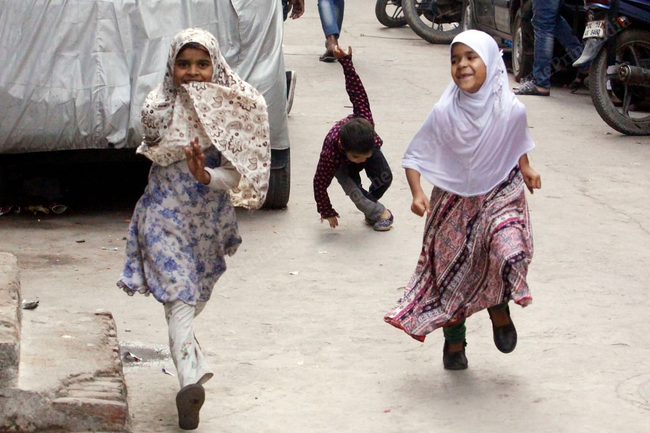 WhatsApp Image 2020-03-03 at 11.59.20 AM Kids playing on the streets of Mustafabad on Monday. Mustafabad was one of the worst-affected areas in the Northeast Delhi riots | Photo: Praveen Jain | ThePrint
