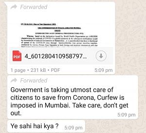 WhatsApp messages declaring curfew in Mumbai