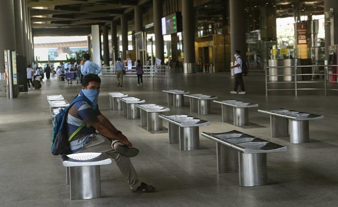 A passenger outside the Mumbai international airport | Representational image | PTI