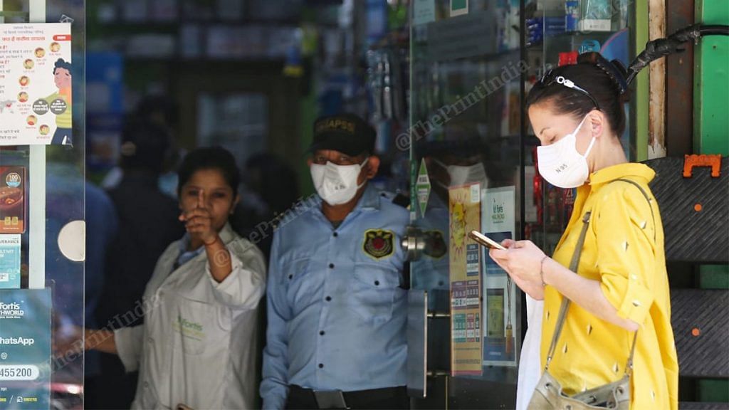 Shoppers wear masks at Delhi' Khan Market amidst coronavirus outbreak | Suraj Singh Bisht | ThePrint