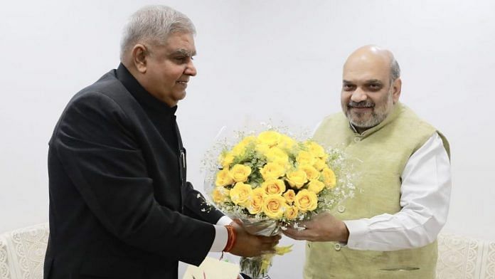 West Bengal Governor Jagdeep Dhankhar with Home Minister Amit Shah on Friday at New Delhi. | @jdhankhar1 | Twitter