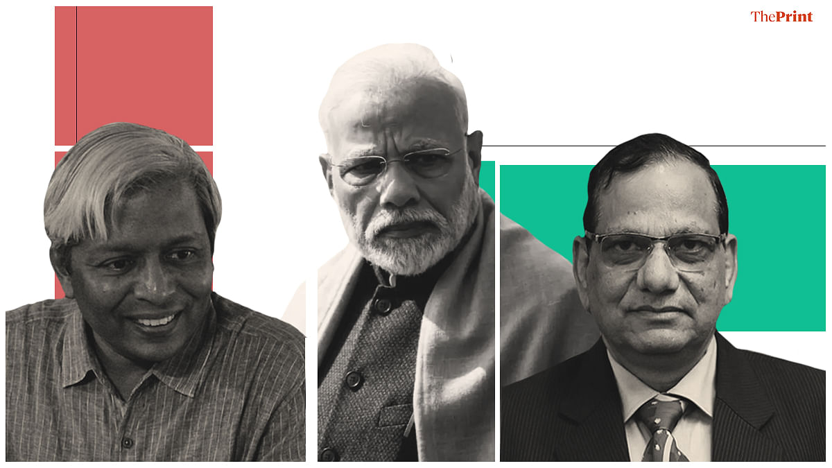moditeam A picture of Prime Minister Narendra Modi (centre) and the two leaders of his groups to fight coronavirus - Niti Aayog member Dr V.K. Paul (right) and principal scientific advisor to the PM, K. VijayRaghavan. Illustration: Soham Sen/ThePrint