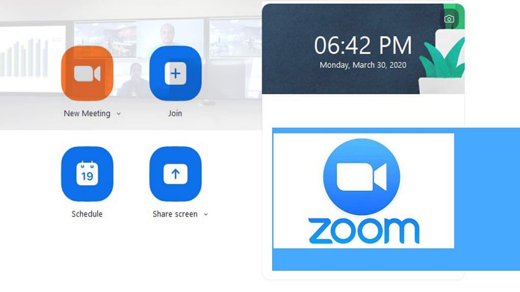 The Zoom app home screen and logo | Image: ThePrint Team