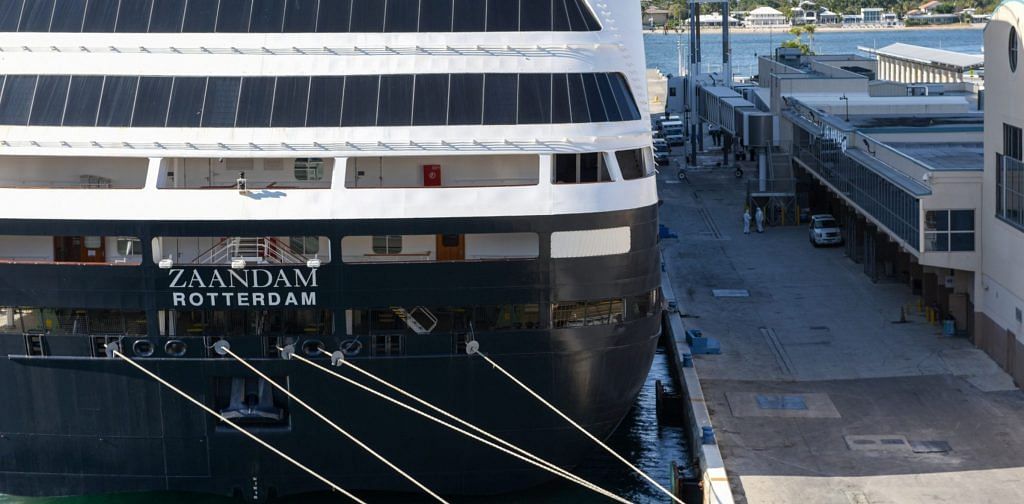 The Holland America Line Inc. Zaandam cruise ship sits docked at the Port of Everglades in Fort Lauderdale, Florida, on April 2. Photo | Bloomberg
