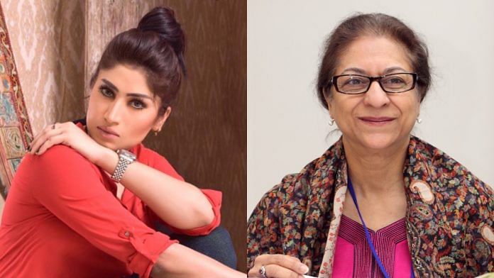 Qandeel Baloch and Asma Jahangir | Photos: Twitter and Wikimedia Commons
