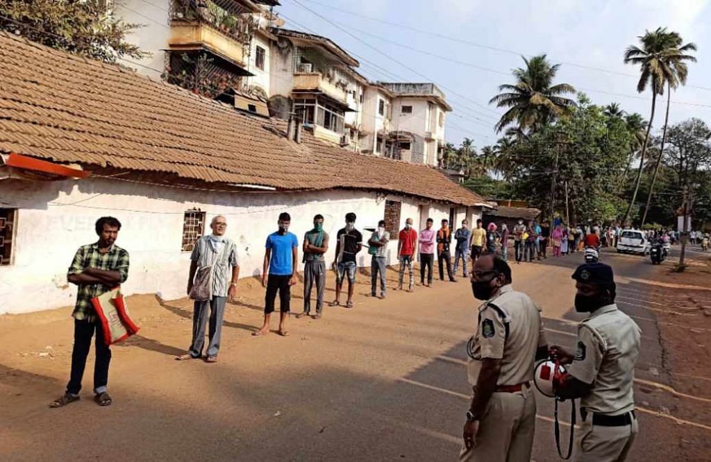 Residents line up for essentials in keeping with social distancing norms in Goa | Representational image | ANI