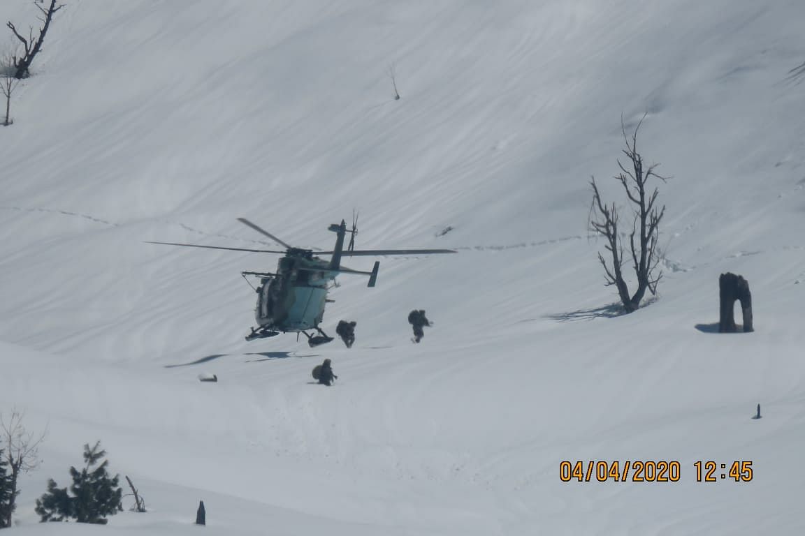 A picture of the 4 Para commandos being airdropped in Jammu and Kashmir's Keran sector. | Photo: By special arrangement 