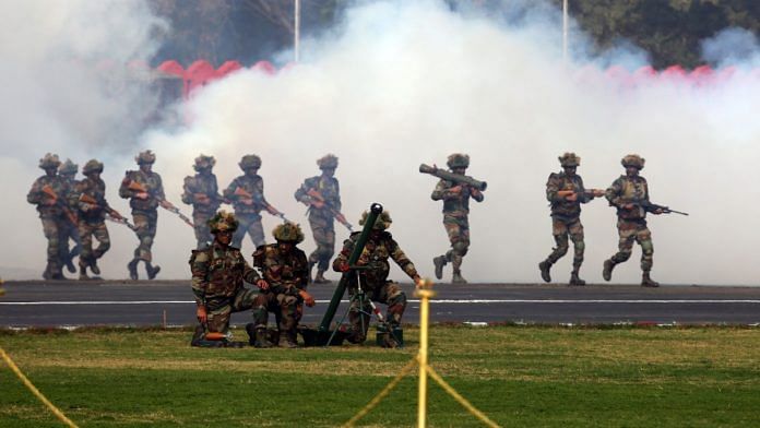 A contingent of the Indian Army showcase their skills on Army Day, in Delhi | Suraj Singh Bisht | ThePrint File Photo