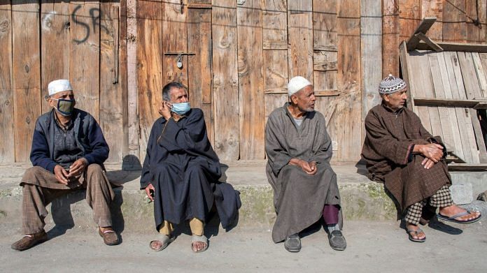 Elderly men in Srinagar on 24 April 2020 Friday