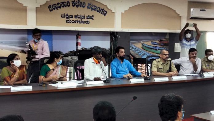 A Covid-19 planning meeting at Mangaluru deputy commissioner's office