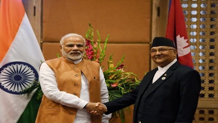 File photo of Prime Minister Narendra Modi with Prime Minister of Nepal KP Sharma Oli | Twitter