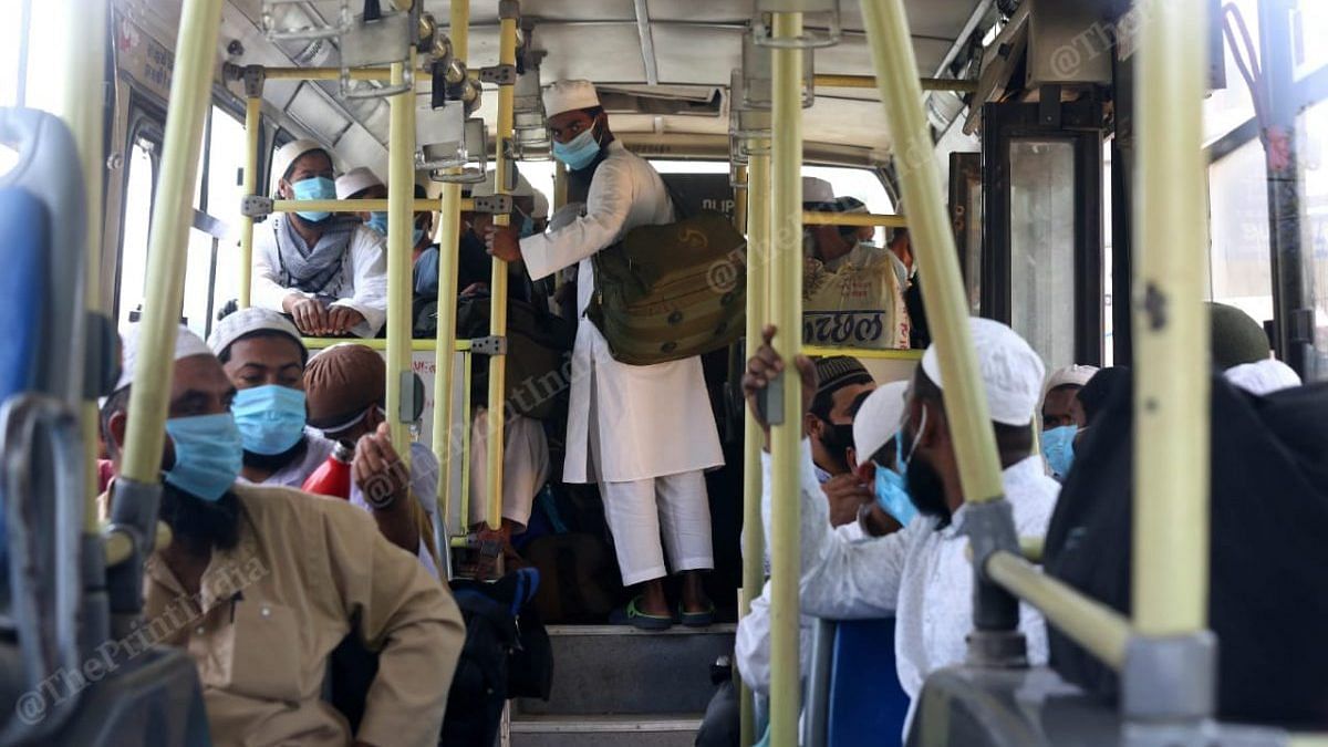People suspected of Covid-19 being transported to various hospitals after Tablighi Jamaat in Nizamuddin, Delhi | Photo: Suraj Singh Bisht | ThePrint
