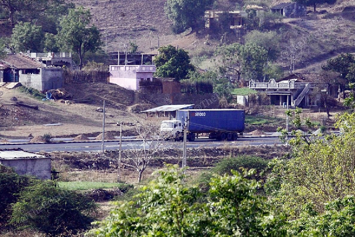 A truck travels along NH-8 near the Ratanpur border | Praveen Jain | ThePrint
