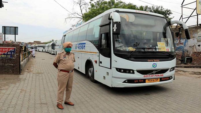 One of the special buses arranged by the Punjab govt to bring back pilgrims stranded in Nanded | Representational image | PTI