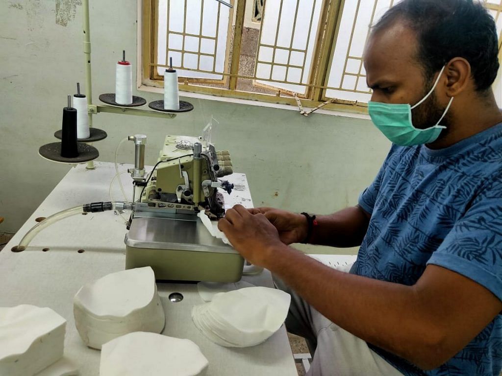 A Swell Knit worker makes a mask in Tirupur, Tamil Nadu | By special arrangement