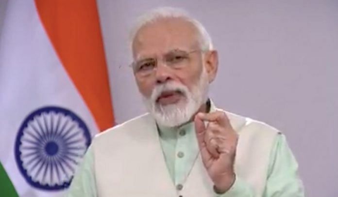 Prime Minister Narendra Modi during his address Friday | Screengrab