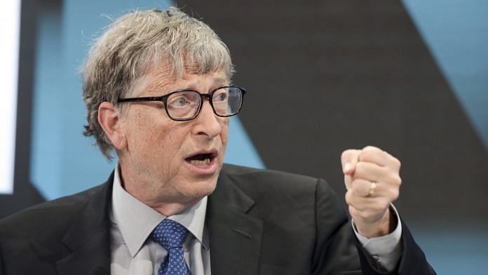 Bill Gates, billionaire and co-chair of the Bill and Melinda Gates Foundation, gestures as he speaks during a panel sessionon the opening day of the World Economic Forum (WEF) in Davos, Switzerland. | Bloomberg