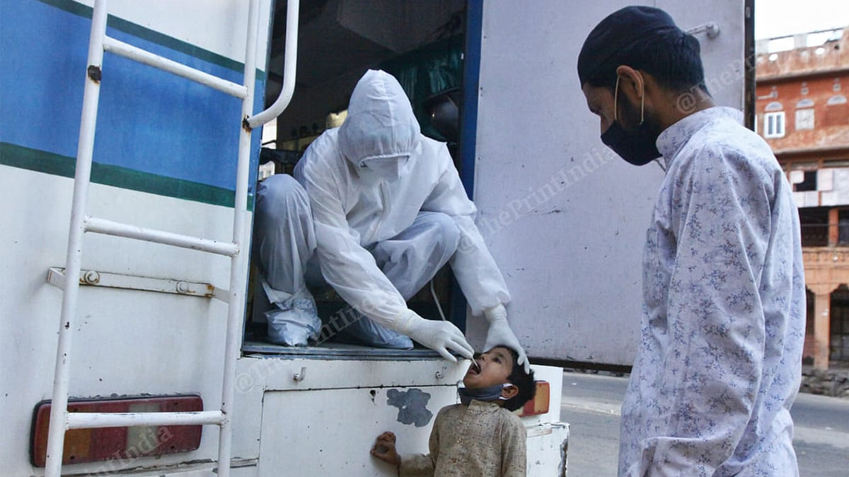 A boy being tested for coronavirus in Rajasthan | Photo: Praveen Jain | ThePrint
