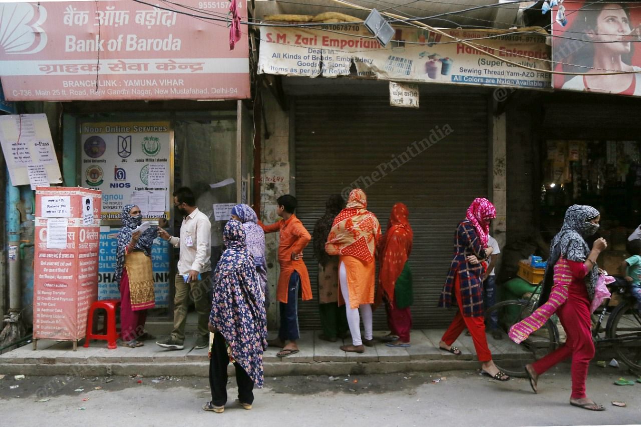 Women of Mustafabad on the streets looking for ration in the national capital. | Photo: Manisha Mondal/ThePrint
