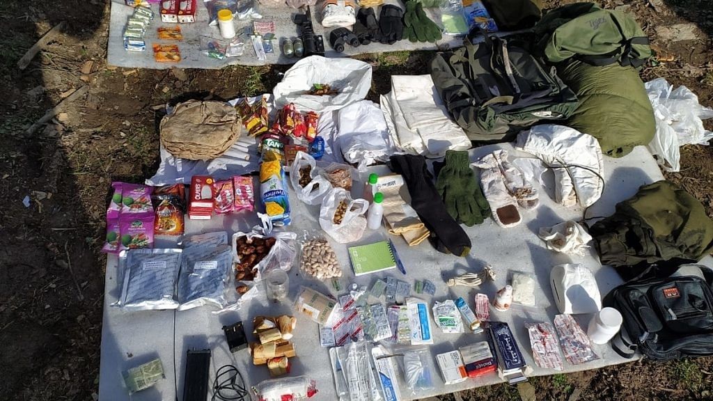 A picture of items found on the dead terrorists in Jammu and Kashmir's Keran sector. | Photo: By special arrangement