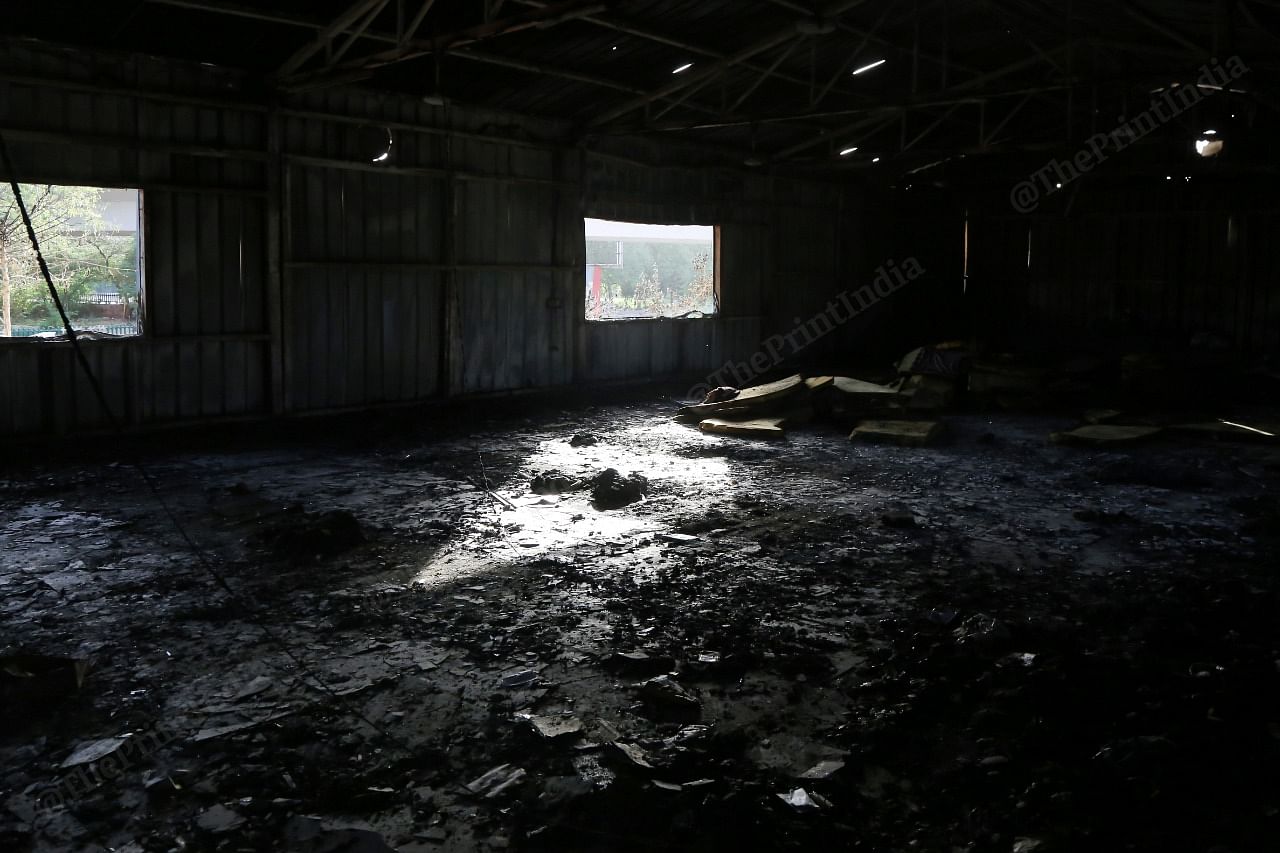 A view of the burnt shelter home in New Delhi. | Photo: Manisha Mondal/ThePrint 