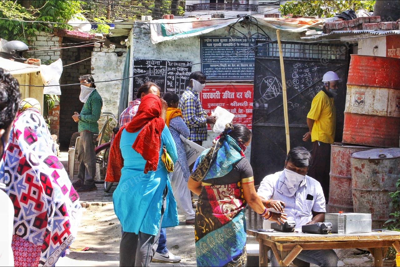 The usage of fingerprint verification at the Dalibagh ration shop in Lucknow. | Photo: Praveen Jain/ThePrint