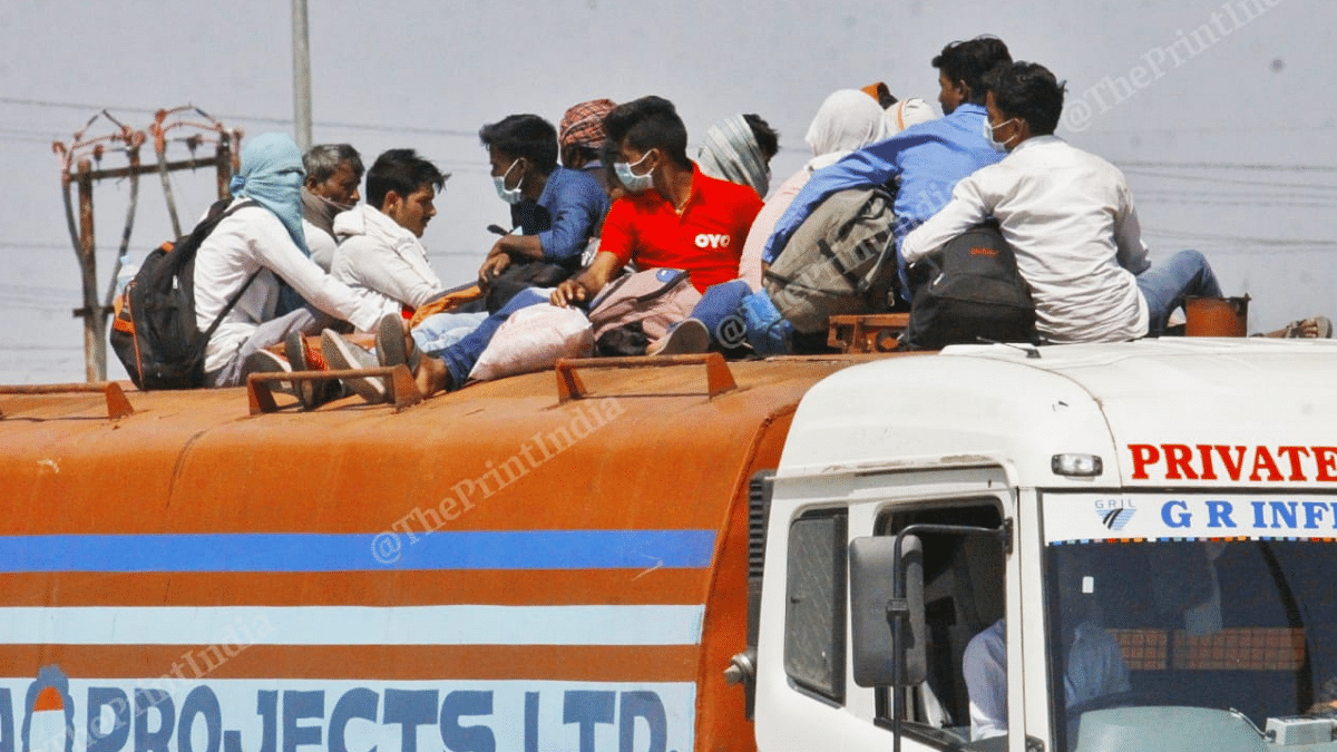 File photo of migrant workers on their way back to their native villages and cities amid the coronavirus lockdown | Photo: Praveen Jain | ThePrint File photo of migrant workers on their way back to their native villages and cities amid the coronavirus lockdown | Photo: Praveen Jain | ThePrint