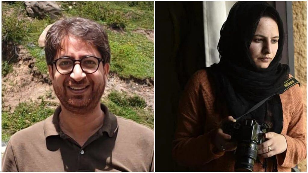 Kashmiri journalists Peerzada Ashiq and Masrat Zahra (R) | Facebook