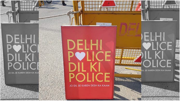 A Delhi Police barricade. Photo: YP Rajesh | ThePrint