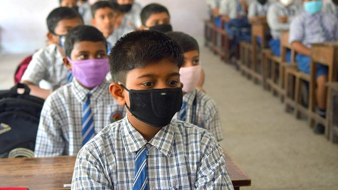 Representational Image | Students wearing masks in a classroom | Photo: Abhishek Saha/ANI