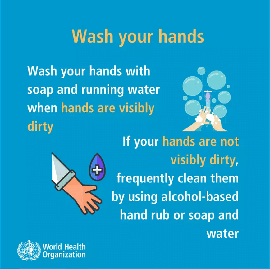 A chart showing how to wash hands effectively. | Source: WHO