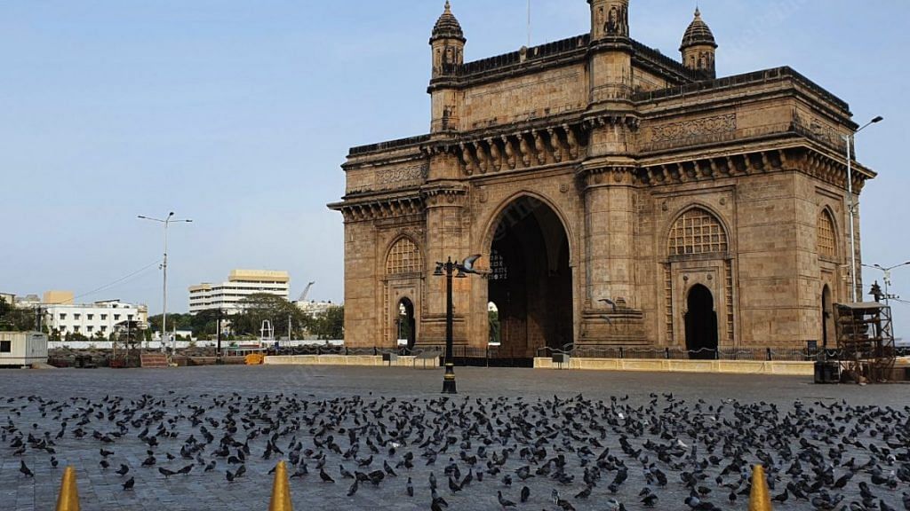 The Gateway of India, a popular tourist attraction lies deserted. Pigeons are the only visitors this monument has seen since the lockdown | Photo: Soniya Agarwal | ThePrint